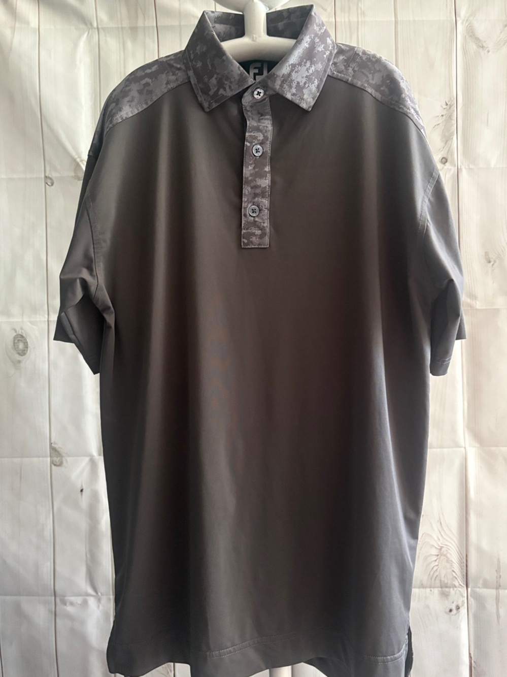 FootJoy Gray Short Sleeve Polo with Camouflage Accents